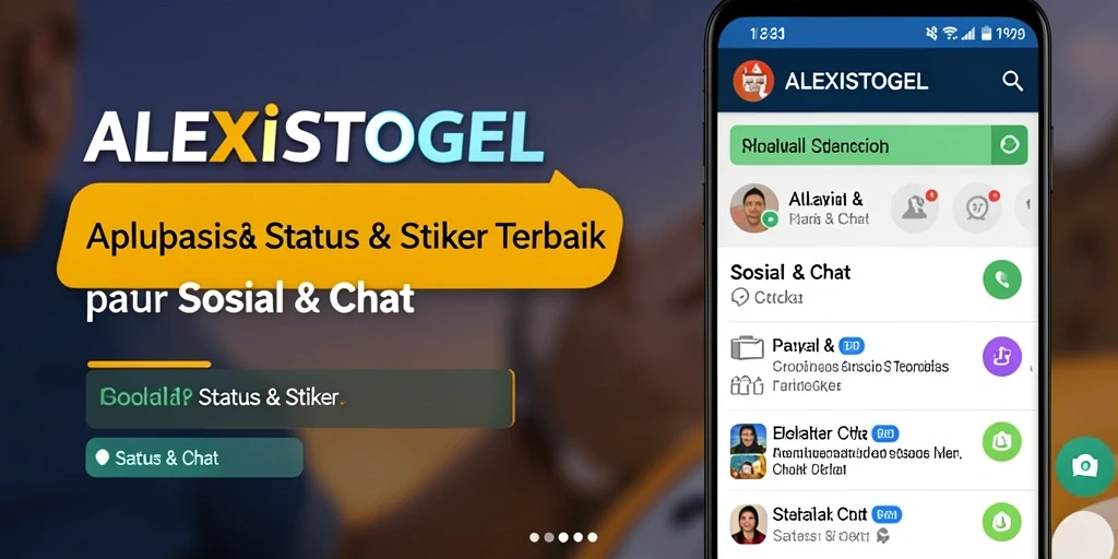 Tampilan antarmuka ALEXISTOGEL dengan berbagai stiker menarik.