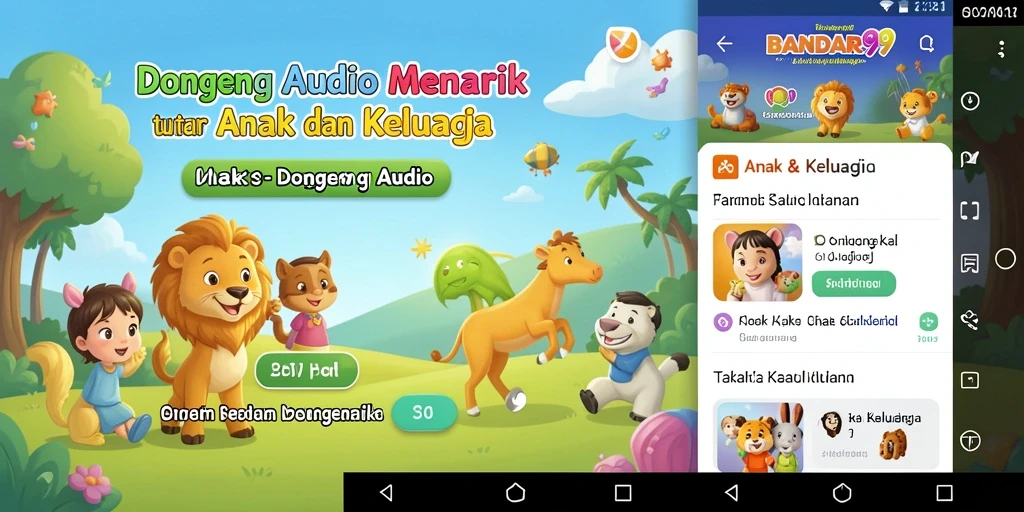 Tampilan antarmuka BANDAR99 yang ramah anak dengan pilihan dongeng audio.