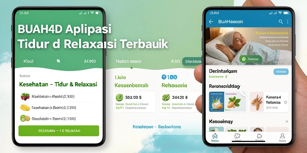 Screenshot aplikasi BUAH4D dengan antarmuka Tidur & Relaksasi yang menenangkan.