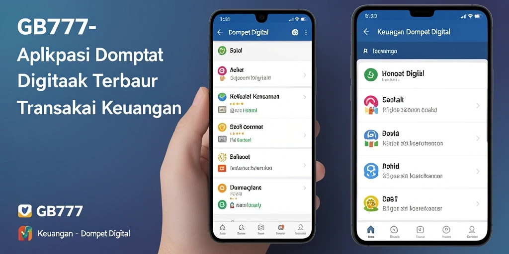 Antarmuka aplikasi GB777 yang user-friendly dan lengkap dengan fitur transaksi.