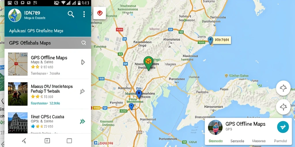 Screenshot IDN789 menampilkan antarmuka mudah digunakan untuk GPS Offline Maps.