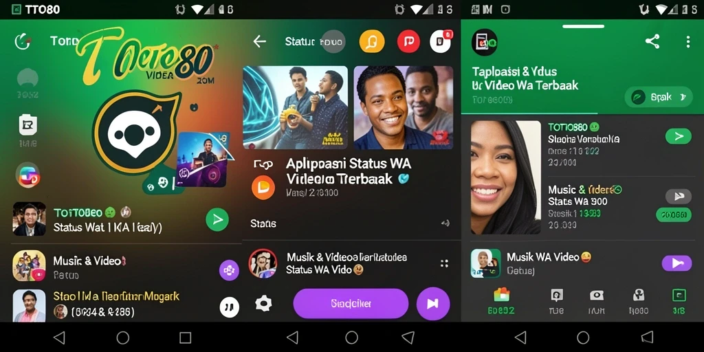 Tampilan antarmuka TOTO80 dengan berbagai pilihan video dan musik.