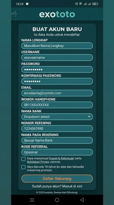 Cara Mudah Daftar Akun Exototo untuk Android