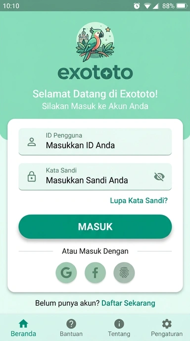 Masuk Akun Exototo untuk Pengguna Android